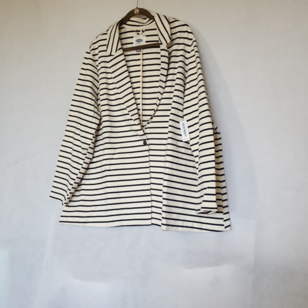 Old Navy Blazer Cream/Black Stripes, Sz 4X